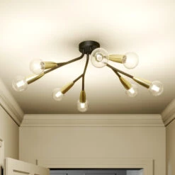 Lucande Carlea Deckenlampe, 8-fl. Schwarz-messing -Lucande 9639211 8