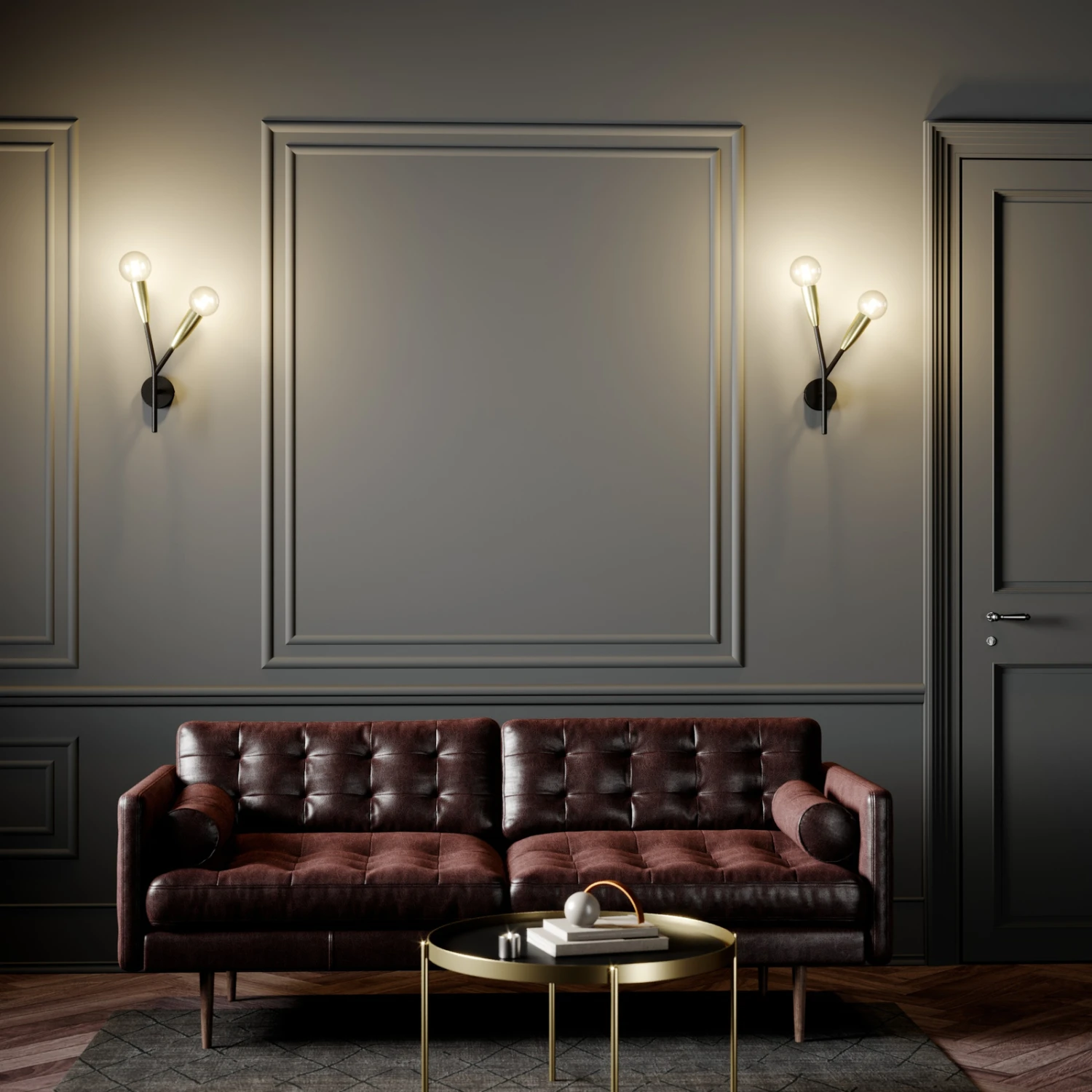 Lucande Carlea Wandlampe, 2-fl. Schwarz-messing 4 Lucande Carlea Wandlampe, 2-fl. Schwarz-messing – Bild 2