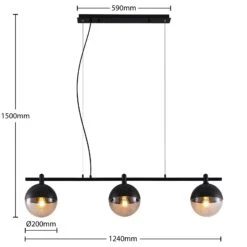 Lucande Dustian Hängeleuchte, 3-fl., 124 Cm -Lucande 9639222 6