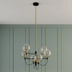 Lucande Sotiana Hängelampe, 6 Glaskugeln, Messing 13 Lucande Sotiana Hängelampe, 6 Glaskugeln, Messing -Lucande 9639230 2