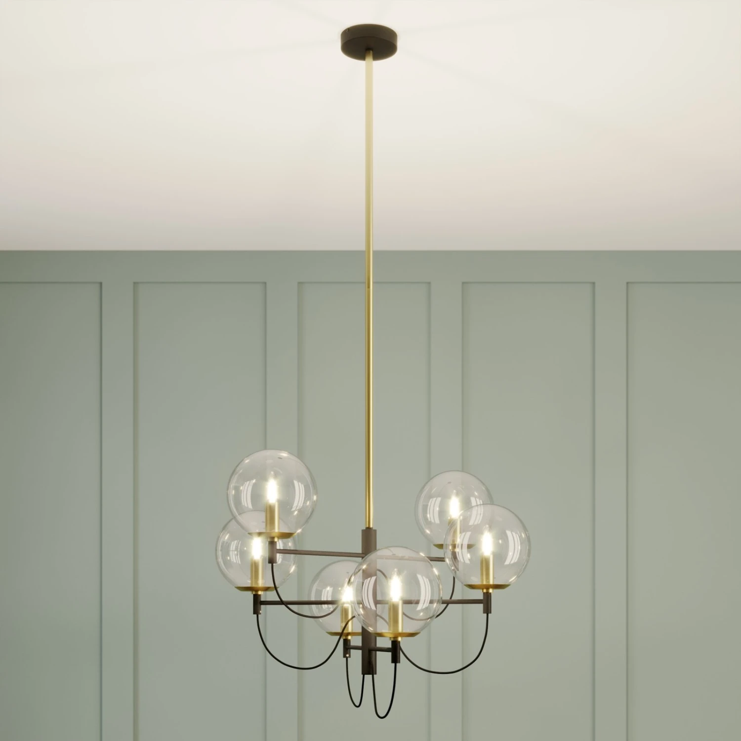 Lucande Sotiana Hängelampe, 6 Glaskugeln, Messing 3 Lucande Sotiana Hängelampe, 6 Glaskugeln, Messing