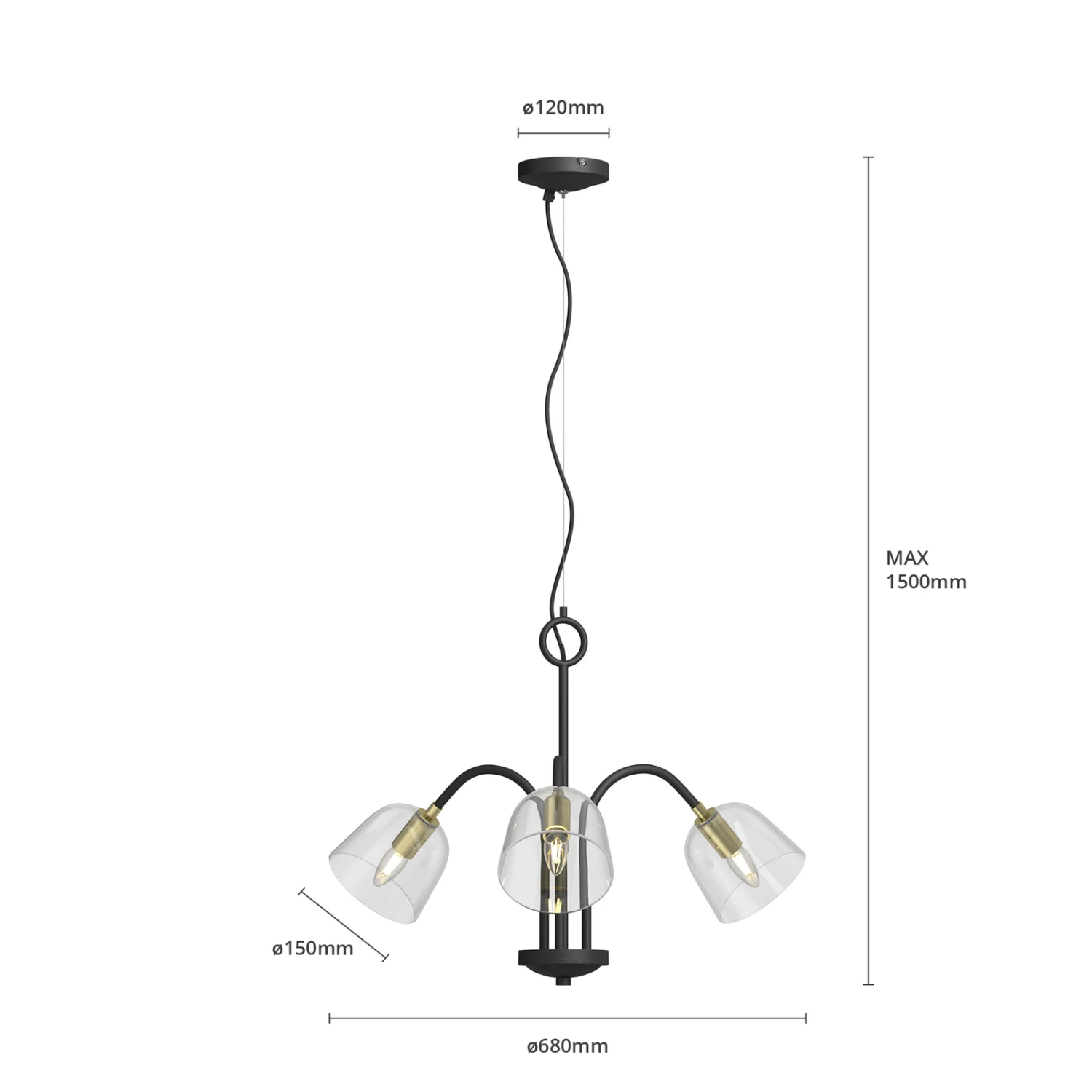 Lucande Anjita Hängeleuchte, Glasschirme, 3-fl. 9 Lucande Anjita Hängeleuchte, Glasschirme, 3-fl. – Bild 7
