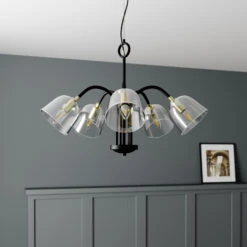 Lucande Anjita Hängeleuchte, Glasschirme, 5-fl. -Lucande 9639235 2