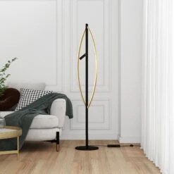 Lucande Matwei LED-Stehlampe, Oval, Messing -Lucande 9639241 2