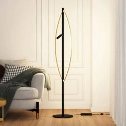 Lucande Matwei LED-Stehlampe, Oval, Messing