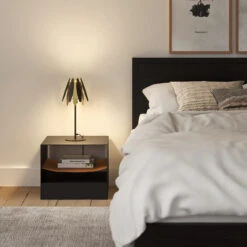 Lucande Lounit Tischleuchte, Schwarz-gold -Lucande 9639249 1