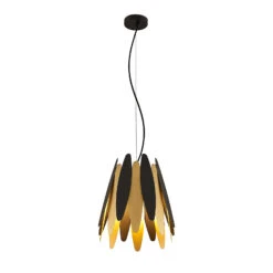 Lucande Lounit Hängelampe, Schwarz-gold, 1-flammig -Lucande 9639251 5