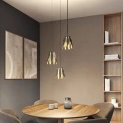 Lucande Lounit Hängelampe, Schwarz-gold, 3-flammig -Lucande 9639252 2