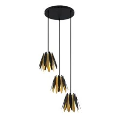 Lucande Lounit Hängelampe, Schwarz-gold, 3-flammig -Lucande 9639252 5
