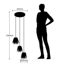 Lucande Lounit Hängelampe, Schwarz-gold, 3-flammig -Lucande 9639252 6