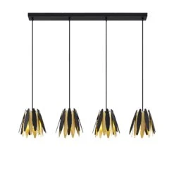 Lucande Lounit Hängelampe, Schwarz-gold, 4-flammig -Lucande 9639253 5