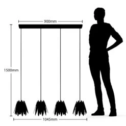 Lucande Lounit Hängelampe, Schwarz-gold, 4-flammig -Lucande 9639253 6