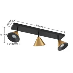 Lucande Kartio Deckenlampe, 3-fl.,neigbar, Messing -Lucande 9639267 3