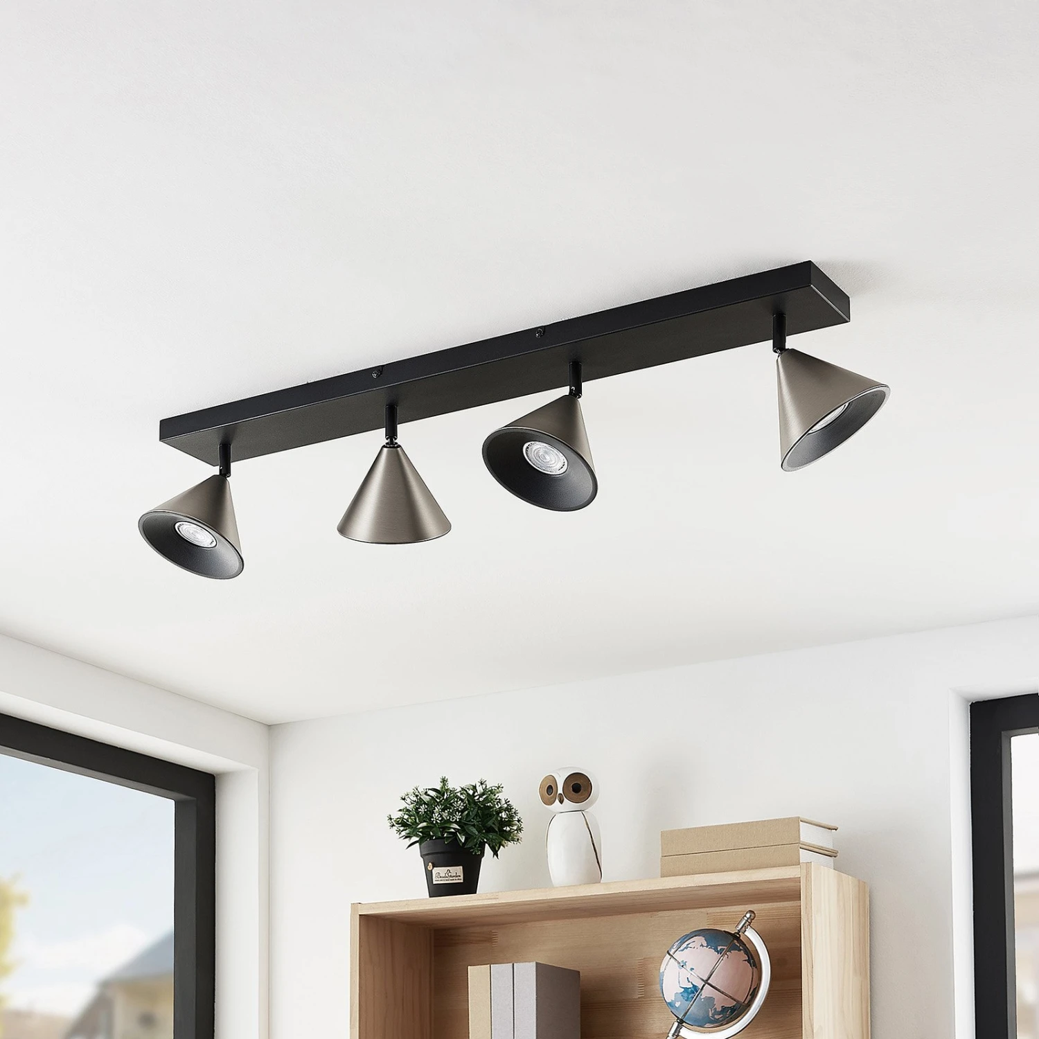 Lucande Kartio Deckenlampe, 4-fl., Neigbar, Nickel 7 Lucande Kartio Deckenlampe, 4-fl., Neigbar, Nickel – Bild 5