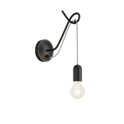 Lucande Jorna Wandlampe In Schwarz, Kabel Grau -Lucande 9639375 5