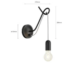 Lucande Jorna Wandlampe In Schwarz, Kabel Grau -Lucande 9639375 6