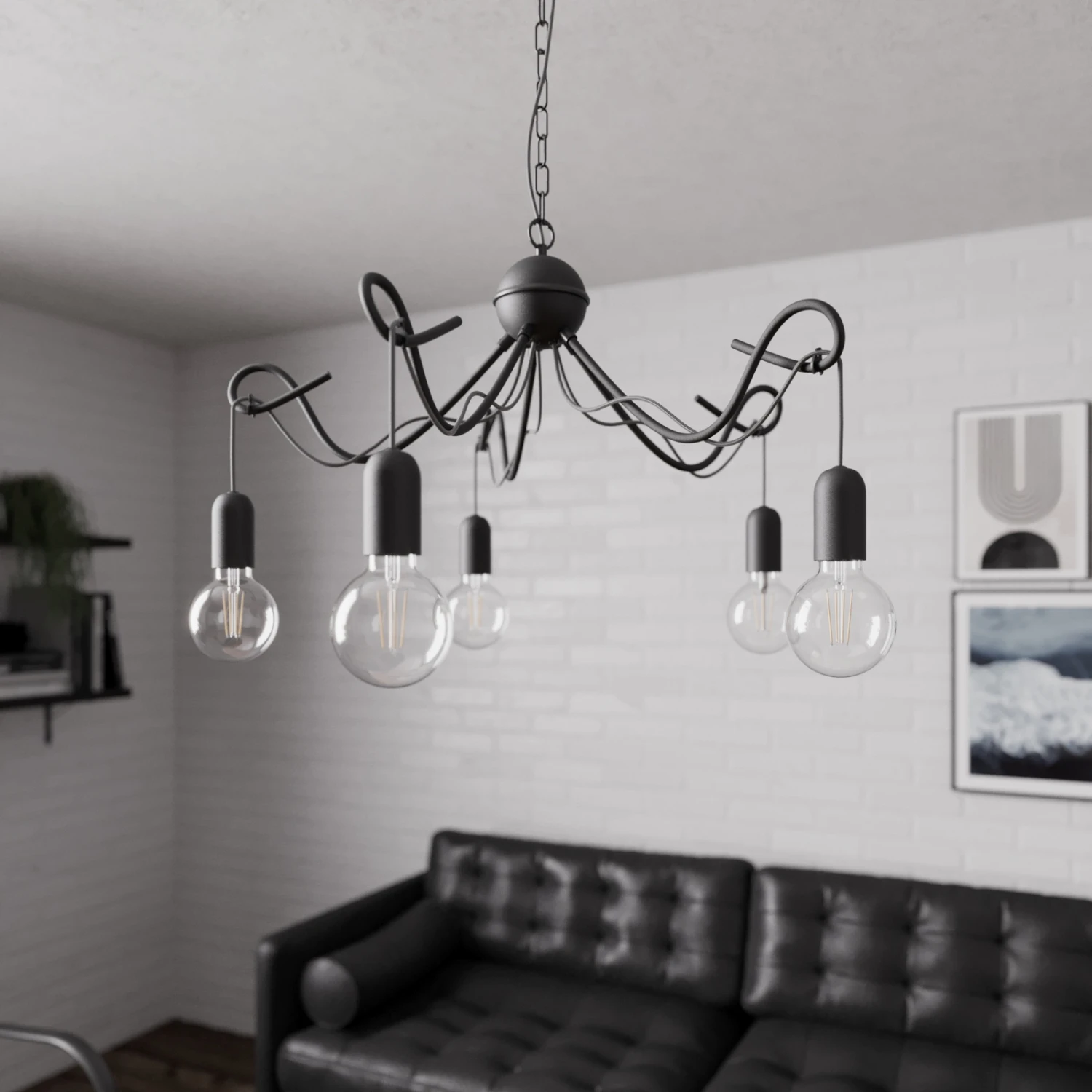 Lucande Jorna Hängeleuchte, 5-flammig, Kabel Grau 5 Lucande Jorna Hängeleuchte, 5-flammig, Kabel Grau – Bild 3