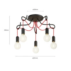 Lucande Jorna Deckenlampe, 5-flammig, Kabel Rot 17 Lucande Jorna Deckenlampe, 5-flammig, Kabel Rot -Lucande 9639378 6