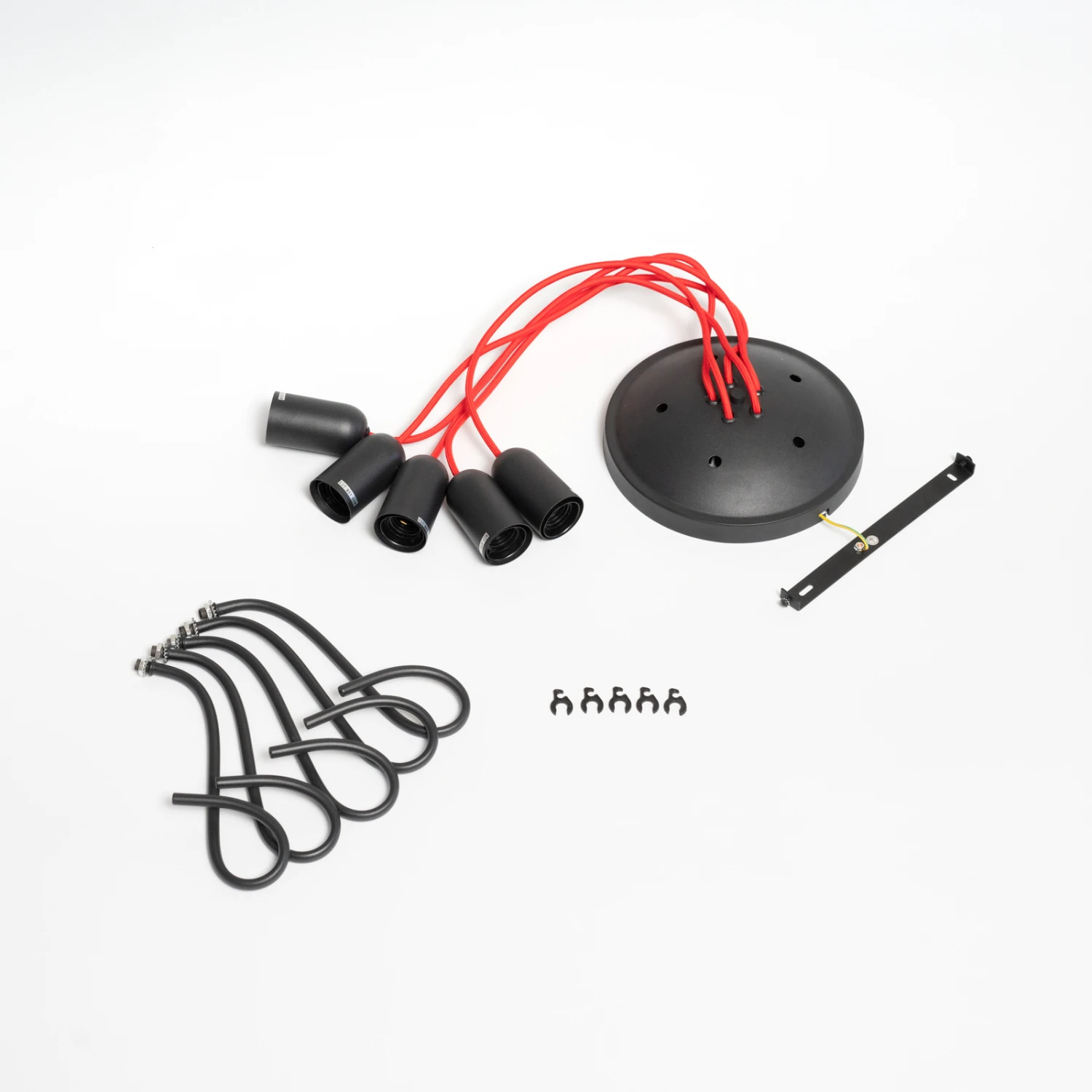 Lucande Jorna Deckenlampe, 5-flammig, Kabel Rot 10 Lucande Jorna Deckenlampe, 5-flammig, Kabel Rot – Bild 8