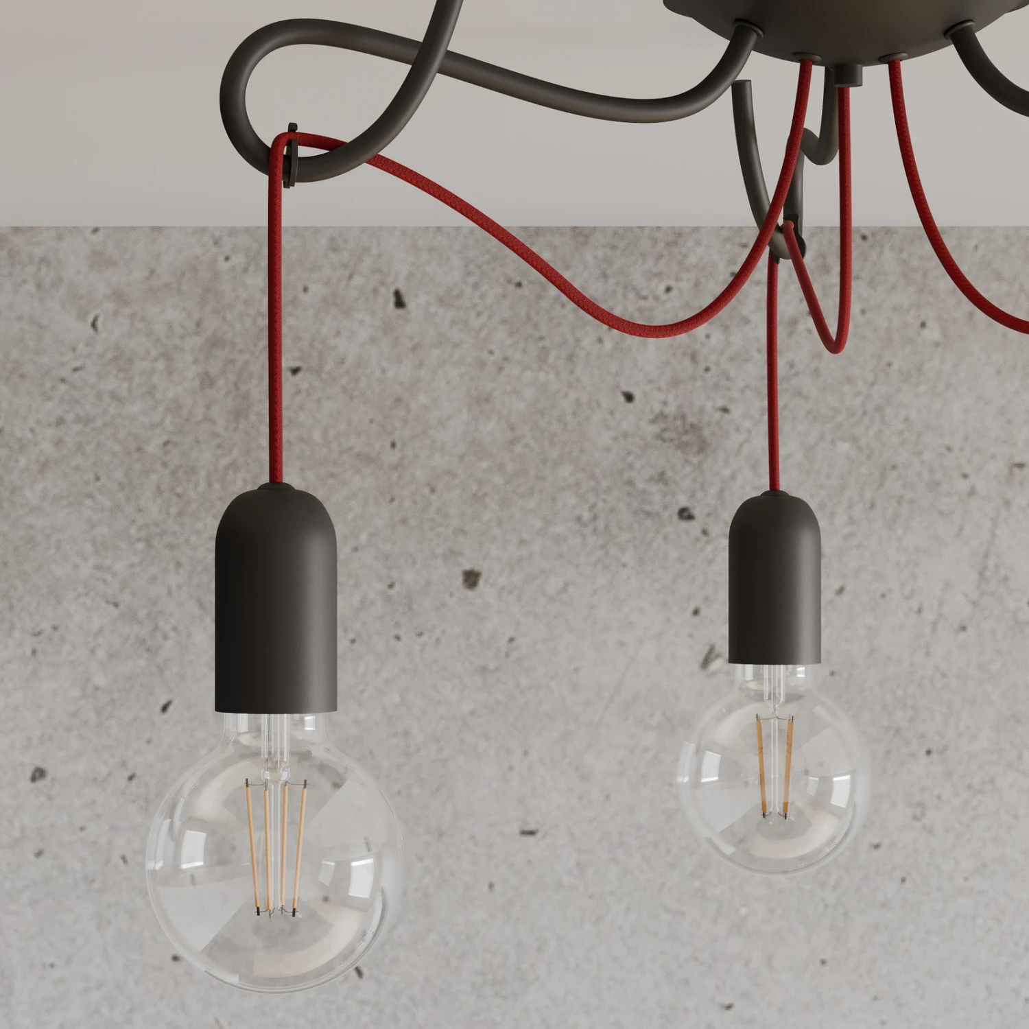 Lucande Jorna Deckenlampe, 3-flammig, Kabel Rot 7 Lucande Jorna Deckenlampe, 3-flammig, Kabel Rot – Bild 5