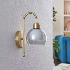 Lucande Mylah Wandleuchte Mit Glasschirm, Messing 12 Lucande Mylah Wandleuchte Mit Glasschirm, Messing -Lucande 9639398 1
