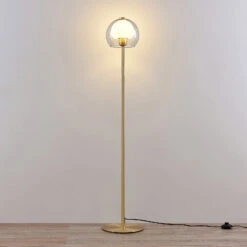 Lucande Mylah Stehleuchte Mit Glasschirm, Messing 14 Lucande Mylah Stehleuchte Mit Glasschirm, Messing -Lucande 9639399 4