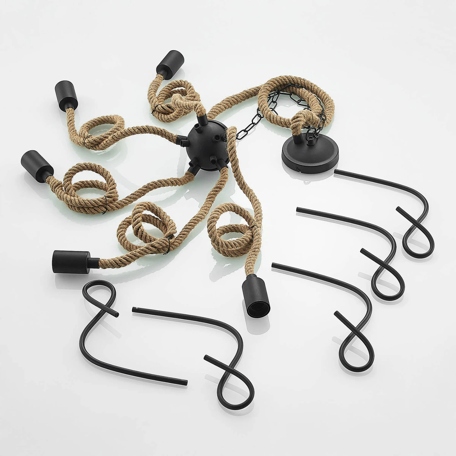 Lucande Ropina Hängeleuchte, Fünfflammig 6 Lucande Ropina Hängeleuchte, Fünfflammig – Bild 4