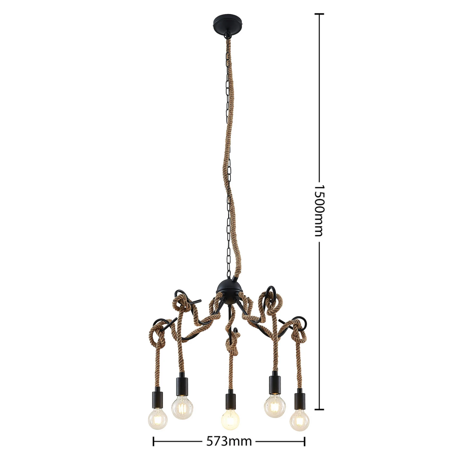 Lucande Ropina Hängeleuchte, Fünfflammig 8 Lucande Ropina Hängeleuchte, Fünfflammig – Bild 6