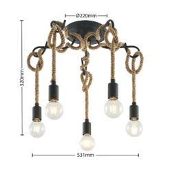 Lucande Ropina Deckenleuchte, Fünfflammig 16 Lucande Ropina Deckenleuchte, Fünfflammig -Lucande 9639430 5