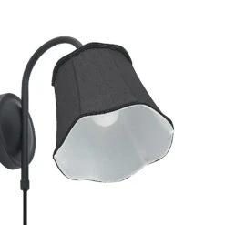 Lucande Binta Stoffwandleuchte, Vintage, Schwarz -Lucande 9639434 6