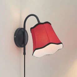 Lucande Binta Stoffwandleuchte, Vintage, Rostrot -Lucande 9639435 4