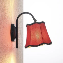 Lucande Binta Stoffwandleuchte, Vintage, Rostrot -Lucande 9639435 5