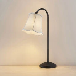 Lucande Binta Stofftischlampe, Vintage, Silbergrau -Lucande 9639439 4