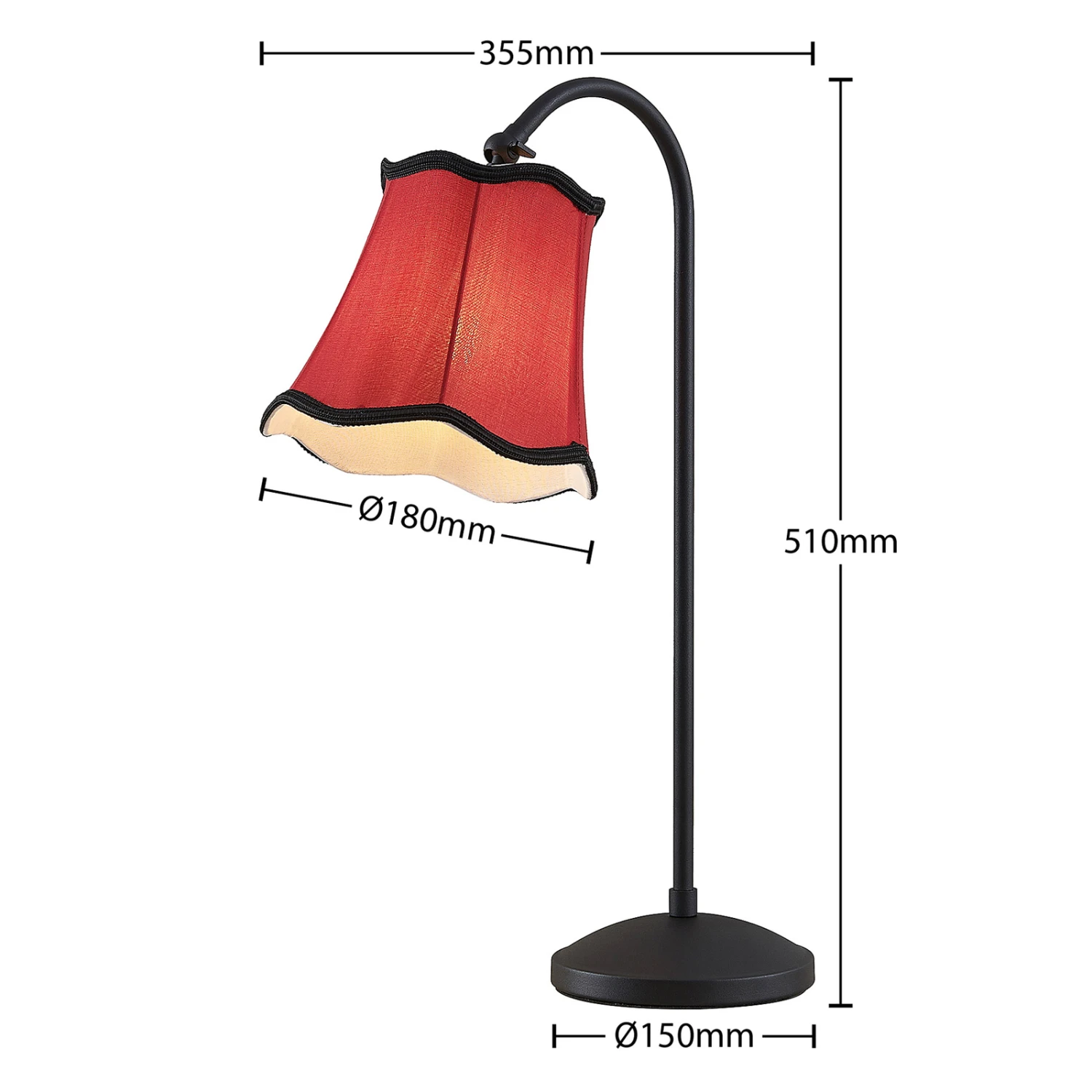 Lucande Binta Stofftischleuchte, Vintage, Rostrot 6 Lucande Binta Stofftischleuchte, Vintage, Rostrot – Bild 4