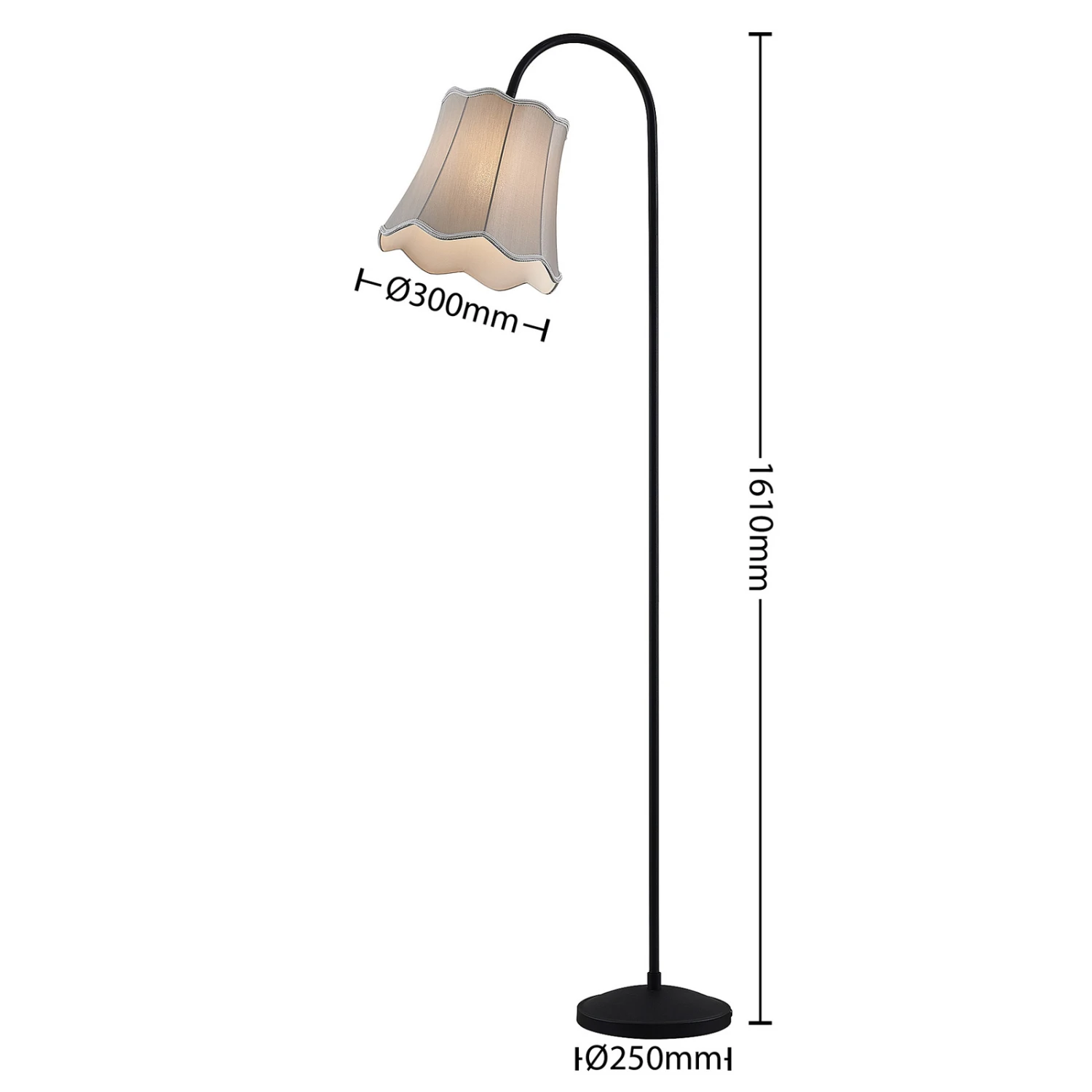 Lucande Binta Stoffstehleuchte, Vintage Silbergrau 6 Lucande Binta Stoffstehleuchte, Vintage Silbergrau – Bild 4