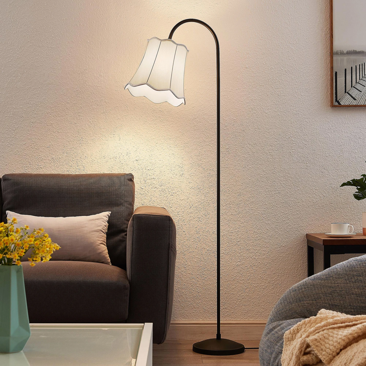 Lucande Binta Stoffstehleuchte, Vintage Silbergrau 3 Lucande Binta Stoffstehleuchte, Vintage Silbergrau