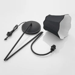 Lucande Binta Stoffstehleuchte, Vintage, Schwarz -Lucande 9639446 8