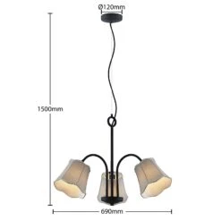 Lucande Binta Hängelampe, Dreiflammig, Silbergrau 14 Lucande Binta Hängelampe, Dreiflammig, Silbergrau -Lucande 9639457 3