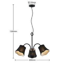 Lucande Binta Hängelampe, Dreiflammig, Schwarz -Lucande 9639458 3