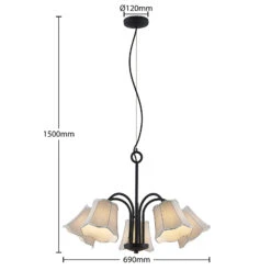 Lucande Binta Hängelampe, Fünfflammig, Silbergrau 14 Lucande Binta Hängelampe, Fünfflammig, Silbergrau -Lucande 9639463 3