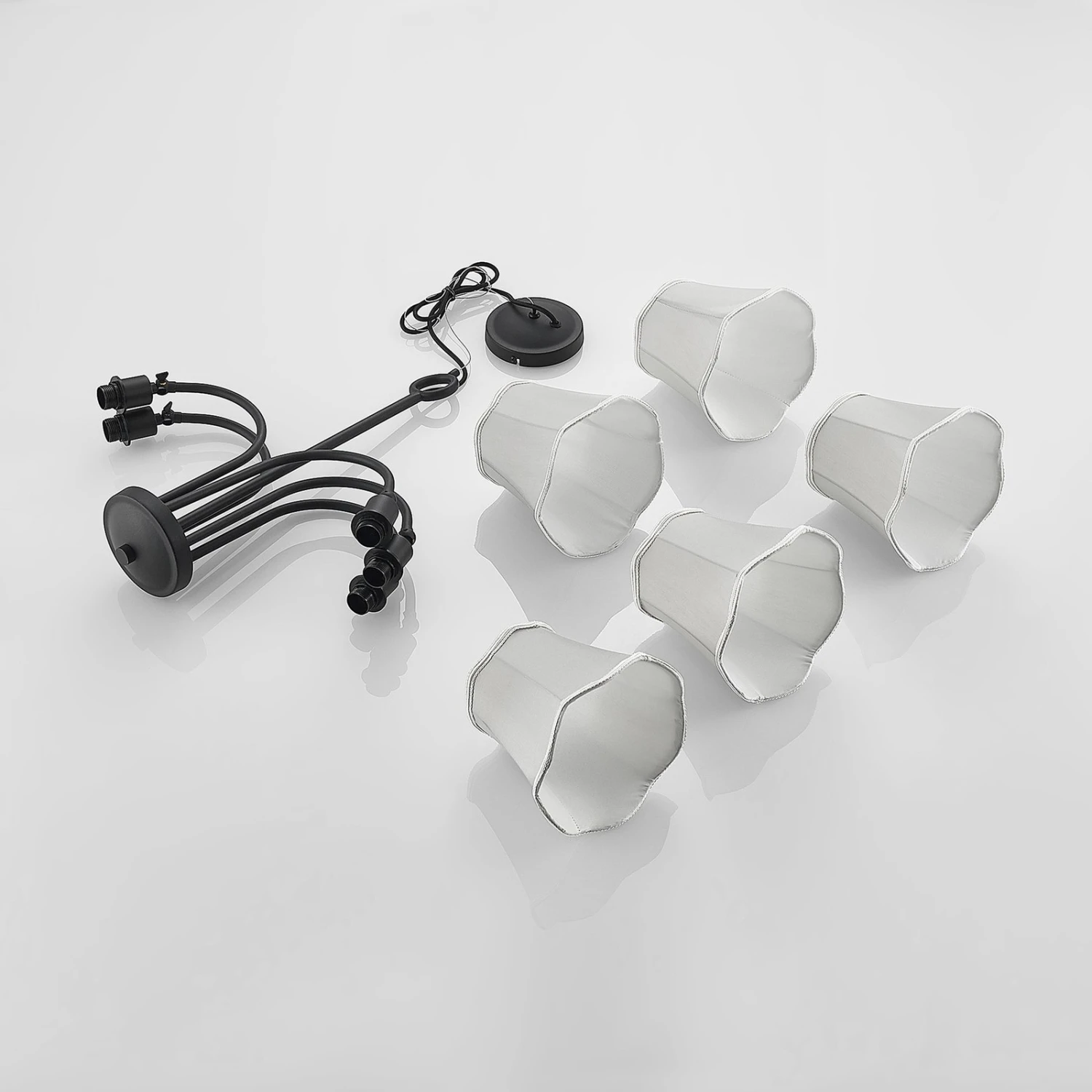 Lucande Binta Hängelampe, Fünfflammig, Silbergrau 10 Lucande Binta Hängelampe, Fünfflammig, Silbergrau – Bild 8