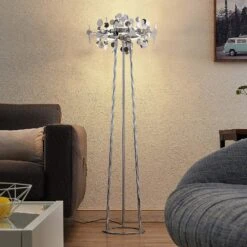 Lucande Glimmo LED-Stehleuchte, Chrom