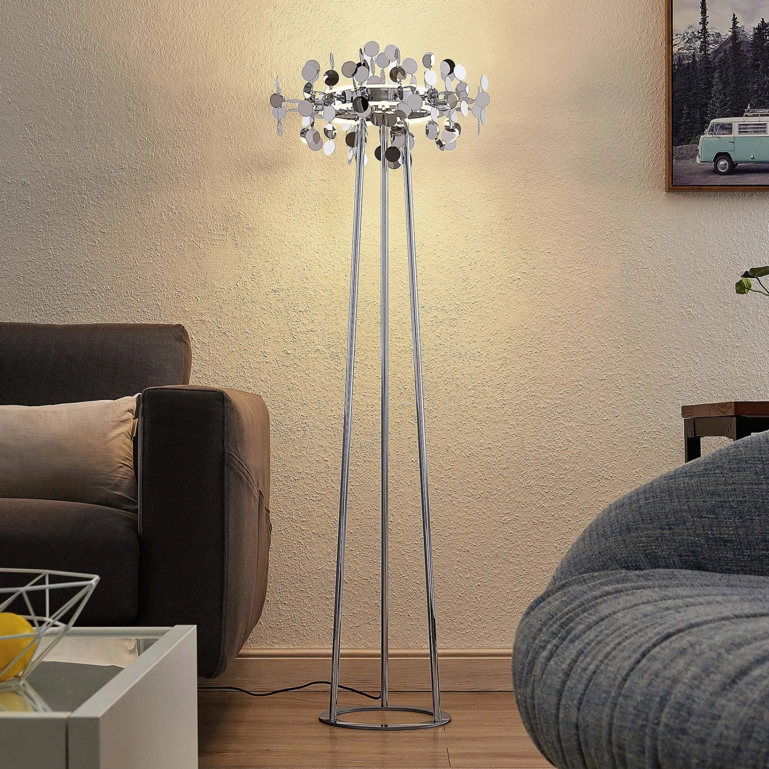 Lucande Glimmo LED-Stehleuchte, Chrom 3 Lucande Glimmo LED-Stehleuchte, Chrom