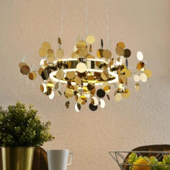 Lucande Glimmo LED-Pendelleuchte, Schwarz, Messing -Lucande 9639496 1