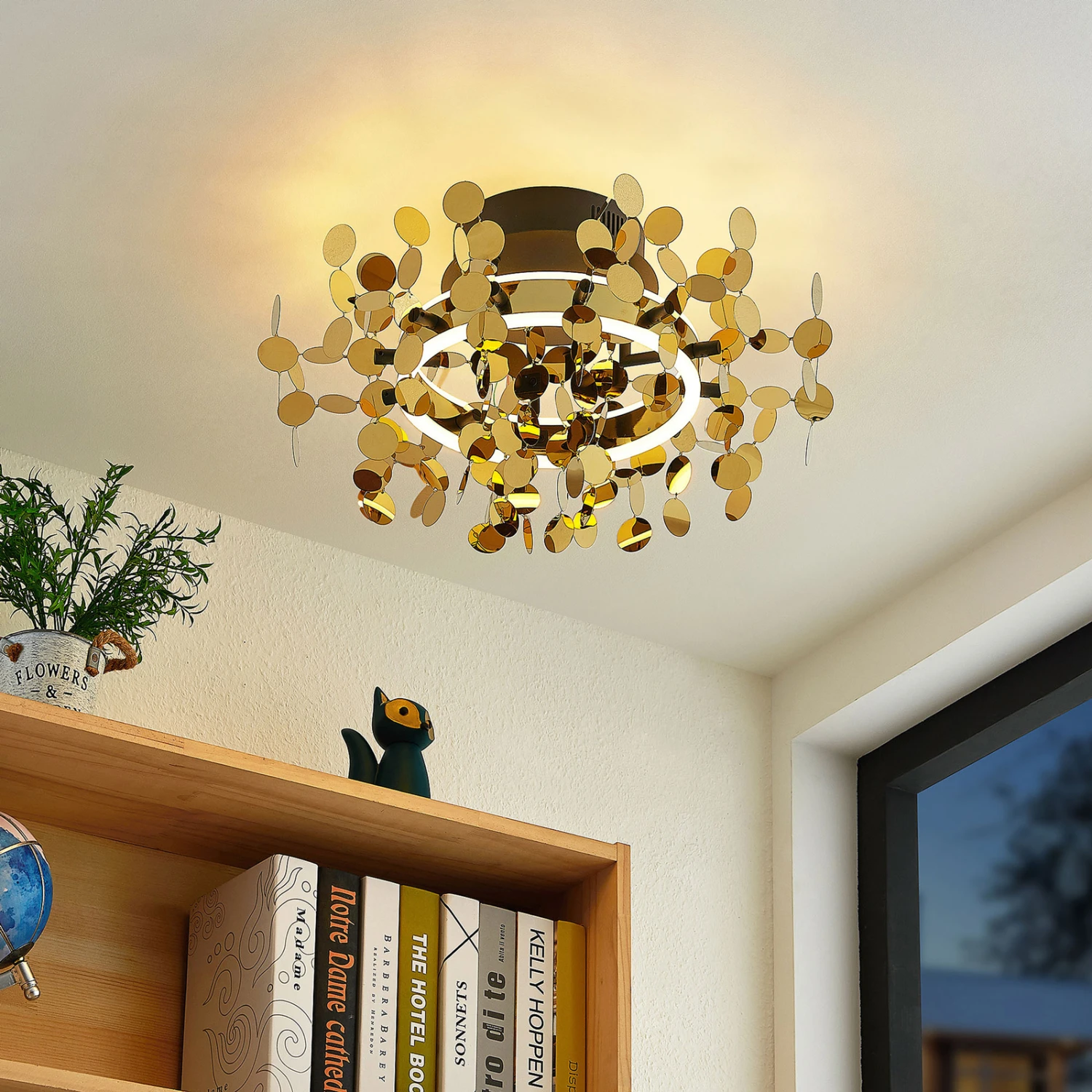 Lucande Glimmo LED-Deckenleuchte, Schwarz, Messing 4 Lucande Glimmo LED-Deckenleuchte, Schwarz, Messing – Bild 2