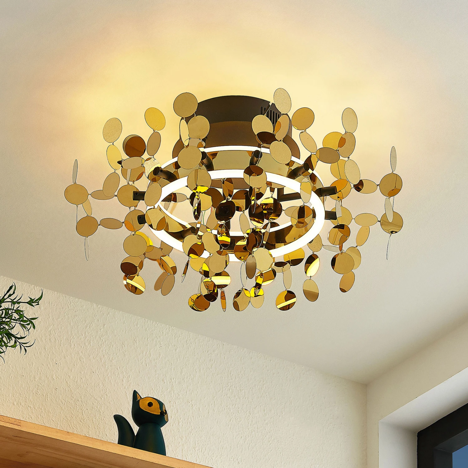 Lucande Glimmo LED-Deckenleuchte, Schwarz, Messing 8 Lucande Glimmo LED-Deckenleuchte, Schwarz, Messing – Bild 6