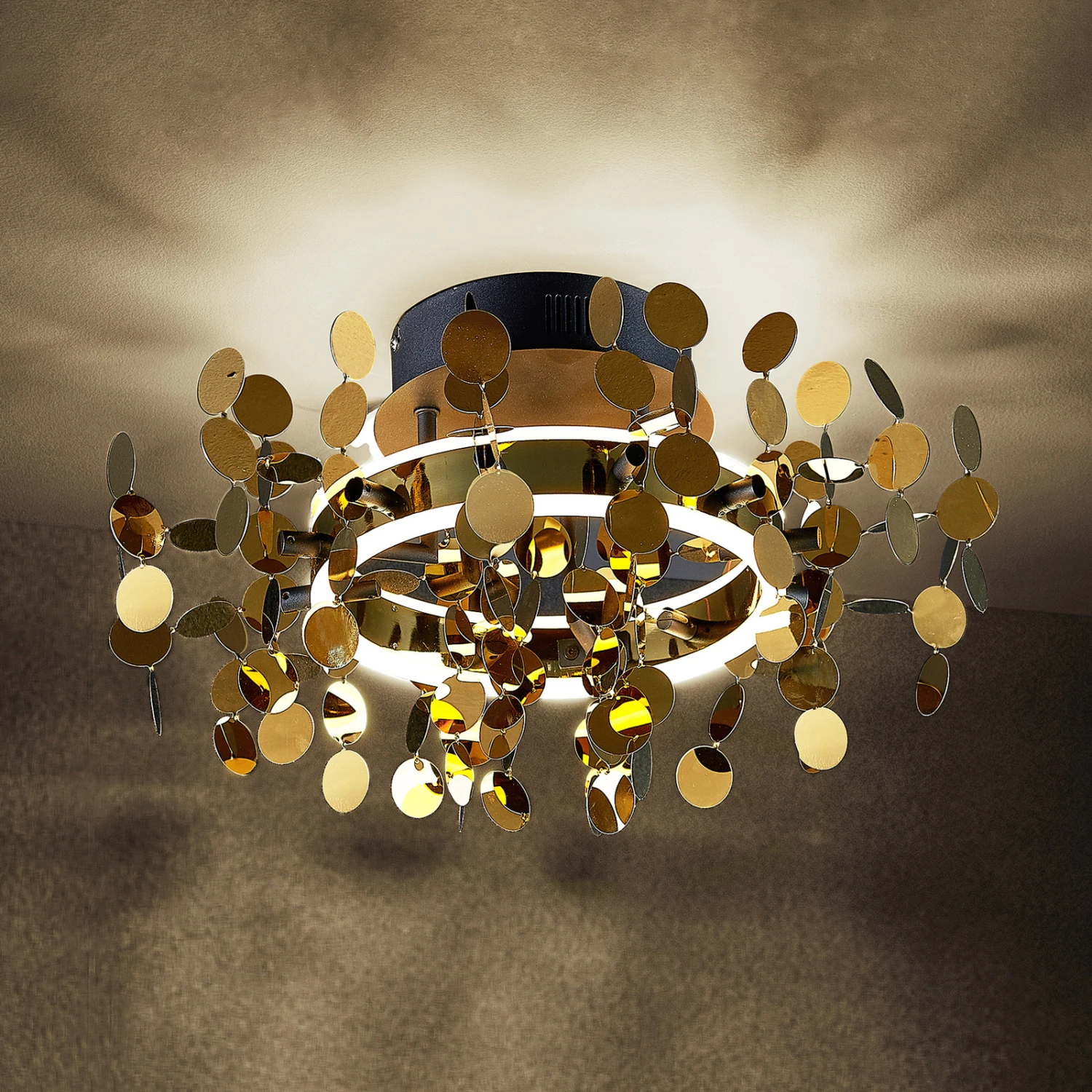 Lucande Glimmo LED-Deckenleuchte, Schwarz, Messing 3 Lucande Glimmo LED-Deckenleuchte, Schwarz, Messing