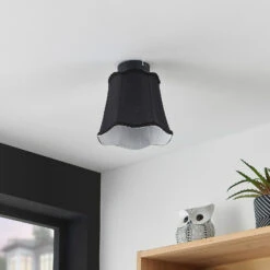 Lucande Binta Stoffdeckenlampe, Vintage, Schwarz -Lucande 9639536 2
