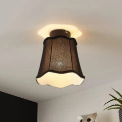 Lucande Binta Stoffdeckenlampe, Vintage, Schwarz