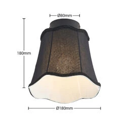 Lucande Binta Stoffdeckenlampe, Vintage, Schwarz -Lucande 9639536 4